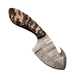 Custom Hand Forged Damascus Steel Skinner Hunting <b>Knife</b> with Gut Hook | Premium <b>Bone</b> <b>Handle</b> Fixed Blade Camping <b>Knife</b> - Product Image 1