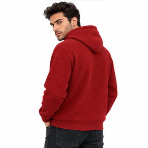 Sudadera con Capucha de Punto Waffle para Hombre, Personalizada, Térmica, de Manga Larga, Informal, Deportiva, Estilo Urbano, Sudadera con Capucha para Invierno, Ropa al por Mayor - Product Image 2
