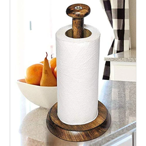 Soporte de Papel Toalla de Madera Rústica, Giratorio 360°, Independiente, para Almacenamiento de Rollos de Papel de Cocina - Product Image 1