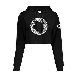 Women's <b>Black</b> Cropped Pullover Hoodie <b>Long</b> <b>Sleeve</b> Drawstring Hooded Sweatshirt Graphic Print Casual <b>Crop</b> <b>Top</b> - Product Image 1