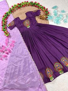 Vestido Largo Anarkali Étnico Indio - Edición con Trabajo Artesanal Maggam - Product Image 4