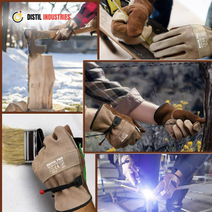 Gants de travail robustes en cuir de vachette, gants de chauffeur pour la conduite de camions, l'entrepôt et le jardinage, avec paume en cuir croûte, gants de sécurité - Product Image 6