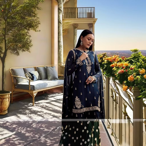 Conjunto de Fiesta Vintage TOP SHARARA DUPATTA ZIMMY CHOO con Bordado de Lentejuelas, Largo hasta la Rodilla - Product Image 1