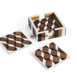 Posavasos Artesanal con Incrustaciones de Hueso, Elegante Adorno para Mesa de Centro de Tradebyd - Product Image 1