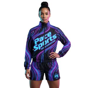 Purple Abstract Geometric Women Windbreaker Tracksuit Set Nylon Lightweight Breathable Two Piece <b>Short</b> Set Fitness Jogging Suit - Product Image 1