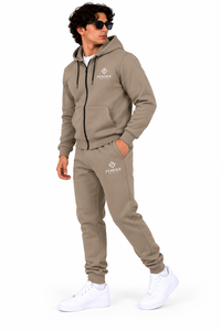 Ensemble de survêtement polaire personnalisé pour homme, sweat à capuche zippé et pantalon de survêtement, deux pièces, color block, streetwear, sportswear, vente en gros - Product Image 3