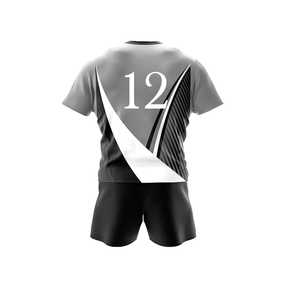 OEM Service Latest Design Solid Color Unisex Rugby Football Uniform Set Breathable Moisture Wicking 100% Polyester Training Wear - Product Image 3