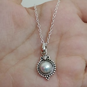 Collier de perles d'eau douce, bijoux en argent sterling 925, collier fait main, cadeau pour elle - Product Image 6