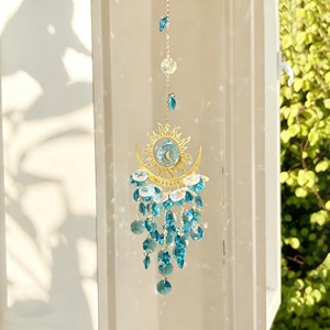 Attrape-soleil en cristal vert Soleil et Lune, décoration suspendue idéale pour fenêtre, balcon et aménagement esthétique de la maison, vente en gros depuis l'Inde - Product Image 4