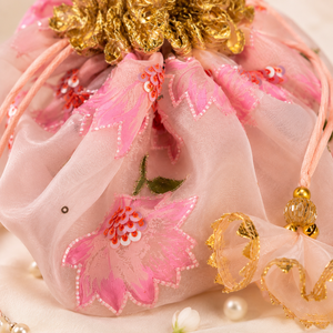 Bolso étnico Potli para mujer con bordado floral, monedero con cordón para novias, bolso de diseñador para fiestas de boda, para mujeres y niñas - Product Image 5