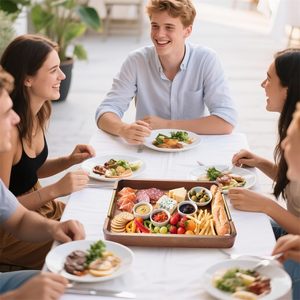 Plateau de service en bois de qualité supérieure, couleur naturelle, avec poignée en métal, idéal pour la décoration et le service à la maison, au bureau, au restaurant et au café. - Product Image 6