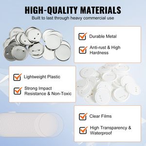 Set di Componenti Fai-da-te per Badge a Bottone, 200 Set, 3 Pollici (75mm), con Chiusura a Spilla, Materiali per Artigianato, Include Bottone in Metallo/Plastica, Base Trasparente - Product Image 4