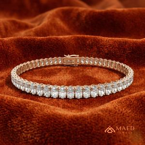 สร้อยข้อมือเทนนิสโมอิสซาไนต์ทรงวงรีชุบทองคำสีกุหลาบสำหรับผู้หญิง ดีไซน์เครื่องประดับแฟชั่นสไตล์หรูหราจากเบเวอร์ลี่ฮิลส์ - Product Image 4