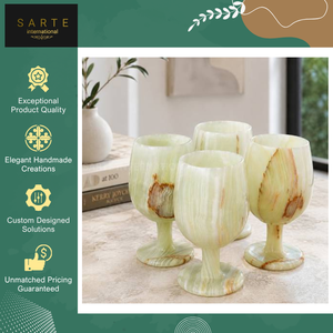 Verre à vin en onyx de qualité supérieure, fait main, luxueux, élégant, résistant au lave-vaisselle, écologique, décoratif pour la maison, en vente - Product Image 3