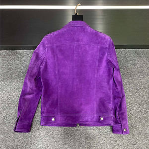 Veste de motard en fourrure de mouton imperméable pour homme, couleur violet vif, fermeture éclair, style décontracté, streetwear, vêtements d'extérieur pour l'hiver - Product Image 2