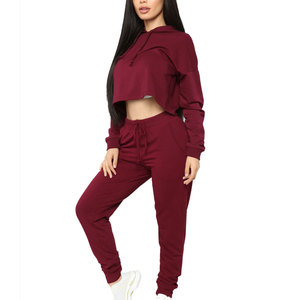 Sudadera Corta con Capucha para Mujer, Corte Holgado, Tela Suave, Uso Diario Informal, MOQ Bajo, Venta al por Mayor, Conjunto de Sudadera Corta con Capucha para Mujer - Product Image 1
