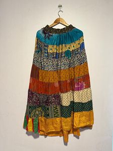 Bohemian <b>Patchwork</b> Breathable Silk Maxi <b>Skirt</b> One Size S to XL Big Flare - Product Image 2