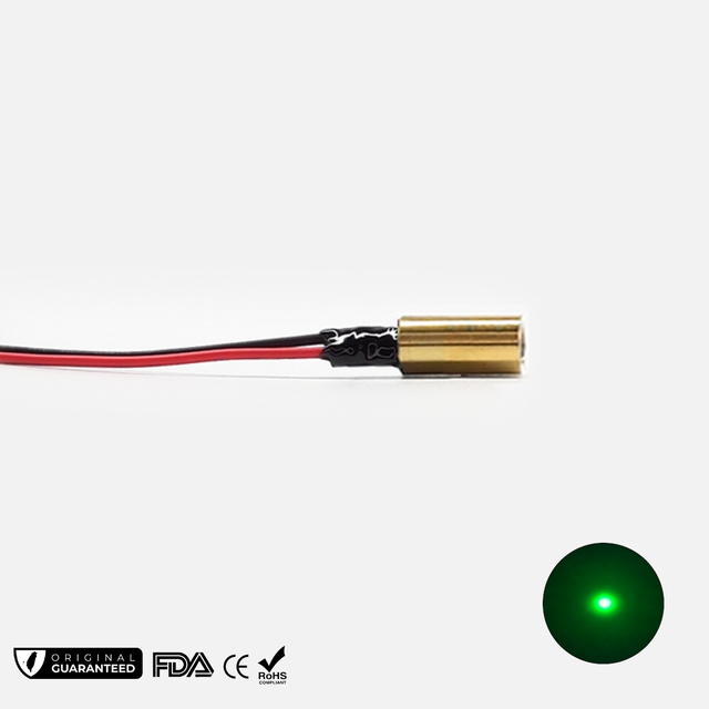 Professional Safety 520nm Green Laser Tube Brass Outline 6mm Long-Distance Outdoor Class3A New Low Divergence PMMA Lens DC 6V
