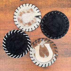 Wholesale Factory Handmade Round Horseshoe Cowhide Coasters Premium Genuine Leather Luxury Cup Holders <b>for</b> Drinks Coffee Beer - Product Image 5