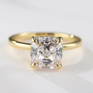 Anillo de compromiso con diamante moissanita de corte cojín, plata de ley 925, anillo personalizado, regalo para aniversario - Product Image 5