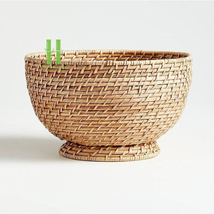 Best Selling Customizable Eco-Friendly Boho Rattan Tray Basket Bowl Storage Serving Food <b>Container</b> Made in Vietnam Factory HNH - Product Image 6