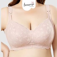 BH Wanita Plus Size 3/4 Cup Tanpa Kawat, Lace Floral, Seamless, Cepat Kering, Bernapas, Push-Up, Buka Depan, Anti-Bakteri, Cup Tipis