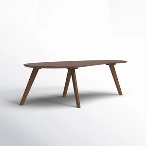 Vente en gros Table basse en forme de feuille en bois Design abstrait moderne avec pieds en bois évasés et bords arrondis - Product Image 2