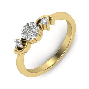 Anillo de Oro de 10k Hecho a Mano, Diseño Personalizado, Anillo de Compromiso con Diamantes Cultivados en Laboratorio VVS1 con Diseño Floral para Mujer - Product Image 1