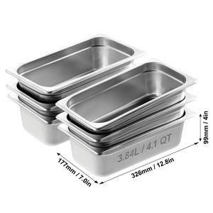 Set di 6 Vaschette Gastronorm 1/3 Anti-Aggrovigliamento in Acciaio Inox Spessore 0,8mm per Hotel e Ristoranti, Profondità 4 Pollici - Product Image 2