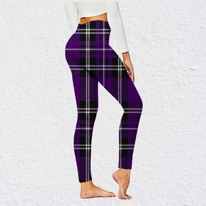 High Waist Paisley Polyester <b>Leggings</b> Bohemian Style Purple <b>Black</b> White Full Length Knitted Stretch Breathable Women's Casual - Product Image 5