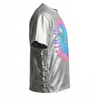 Camiseta Oversize de Lujo Cyber Tech Streetwear con Estampado de Circuitos Futuristas, Moda Urbana, 100% Algodón Transpirable de Secado Rápido de Alta Calidad