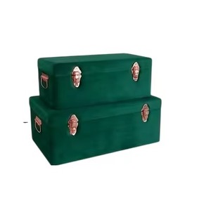 Luxury Emerald Green Velvet <b>Storage</b> <b>Trunk</b> <b>Box</b> Set Decorative Metal Chest <b>Storage</b> Organizer <b>Box</b> with Rose Gold Locks <b>Trunk</b> <b>Box</b> - Product Image 1