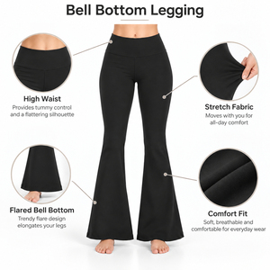 Bell Bottom Legging Provides Stretch Material Comfortable Fit And Natural Movement For Fitness Training And Everyday Casual Wear - Product Image 6