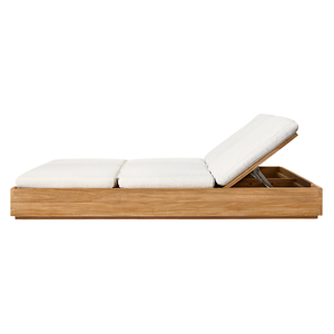 Tumbona Doble Premium de Madera de Teca para Dos Personas, Equipada con Espuma Suave y Cómoda, para Uso en Exteriores, Terraza, Villa, Muebles Minimalistas - Product Image 2
