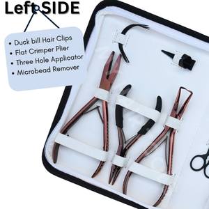 Kit Avanzado de Herramientas para Extensiones de Cabello Oro Rosa: Alicates para Cinta Adhesiva, Crimpadora Plana, Removedor de Cuentas y Pinzas de Pico de Pato Negras, Anillo Separador - Product Image 4