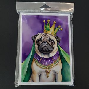 Pug King of Mardi Gras <b>Greeting</b> <b>Cards</b> Pack of 8 Whimsical A7 Blank <b>Note</b> <b>Cards</b> with Envelopes 5x7 Size - Product Image 3
