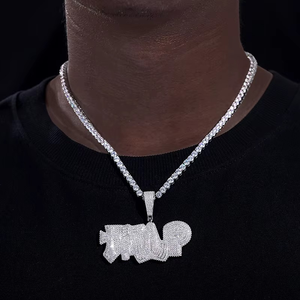 Collar con Colgante de Cruz y Mano Orando en Plata de Ley S925 con Moissanita VVS1 Color D para Mujer, Joyería de Moda Hip Hop Rock - Product Image 2