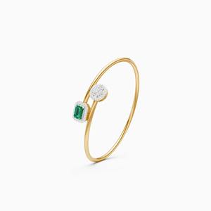 0.59 Ct Diamond And 0.65 Ct Stone Elegant Emerald Style With Round Diamond Bracelet In 9K Yellow White And Rose <b>Gold</b> - Product Image 1