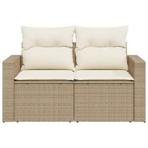 Sofá de Jardín de Dos Plazas en Ratán Sintético Beige, Muebles de Exterior Ajustables con Cojines de Espuma de Alta Densidad - Product Image 6