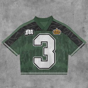 OEM Custom Manufacturer Sports Vintage Streetwear Cropped Mesh t Shirt Striped Sleeve Tee Football Boxy Jersey for <b>Men</b> - Product Image 5