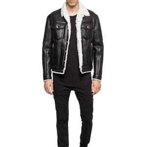 Top Best Quality <b>Mens</b> Leather <b>Fur</b> <b>Jacket</b> Luxury Warm Outerwear Unique Color High Quality Wholesale Manufacturing Service - Product Image 3