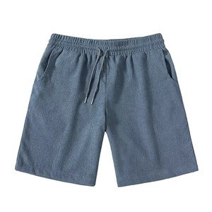 Shorts de sport pour hommes en coton 100% avec logo brodé personnalisé OEM, bordures brutes, pour la course à pied, la remise en forme et l'entraînement - Product Image 5