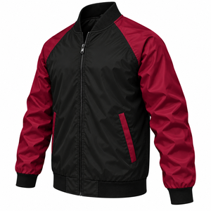 Custom Men Windbreaker Jacket Trendy Y2K Color Block Bomber Jacket Contrast Sleeve Full Zip Outerwear Fashion Mens Windbreaker - Product Image 5
