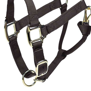 Harnais de cheval en nylon brun avec boucles métalliques et bande réfléchissante pour l'équitation et l'entraînement - Product Image 3