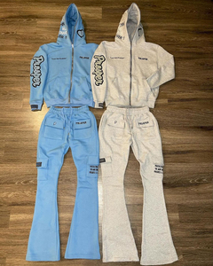 Ensemble de sportswear décontracté d'hiver brodé pour homme – Confortable, en coton doux, avec motif sérigraphié et design empilé, tenue tricotée - Product Image 3