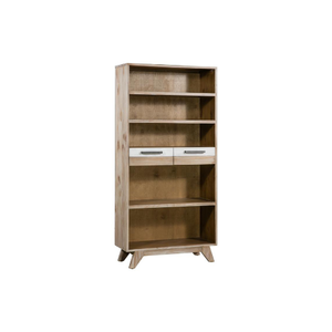 Modern Tall Storage Cabinet With 2 Drawers, <b>Wooden</b> Bookshelf For Living Room, Bedroom, Home Office Furniture Organizer - Product Image 1