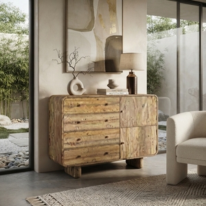 Teak Wood Storage <b>Drawers</b> Natural Solid Wooden Cabinet Luxury Display Chest Traditional Living Room Sideboard Home Furniture Box - Product Image 3