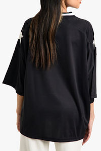 <b>Drop</b> Shoulder Baggy Football Jersey Shirts Women Customize Team Number Sublimation Football Jersey Top Men - Product Image 3