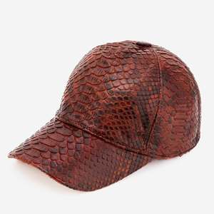Luxury Python Snake texture Leather Baseball <b>Cap</b> 6-Panel Adjustable Unisex Solid Black Casual <b>Hat</b> for Adults Four Seasons - Product Image 5