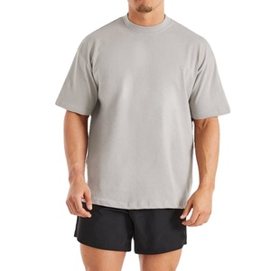 100% Cotton Woven Breathable Eco-Friendly Front Custom Logo Casual Style Blank T-Shirt Oversized <b>Drop</b> Shoulder Shirts - Product Image 1